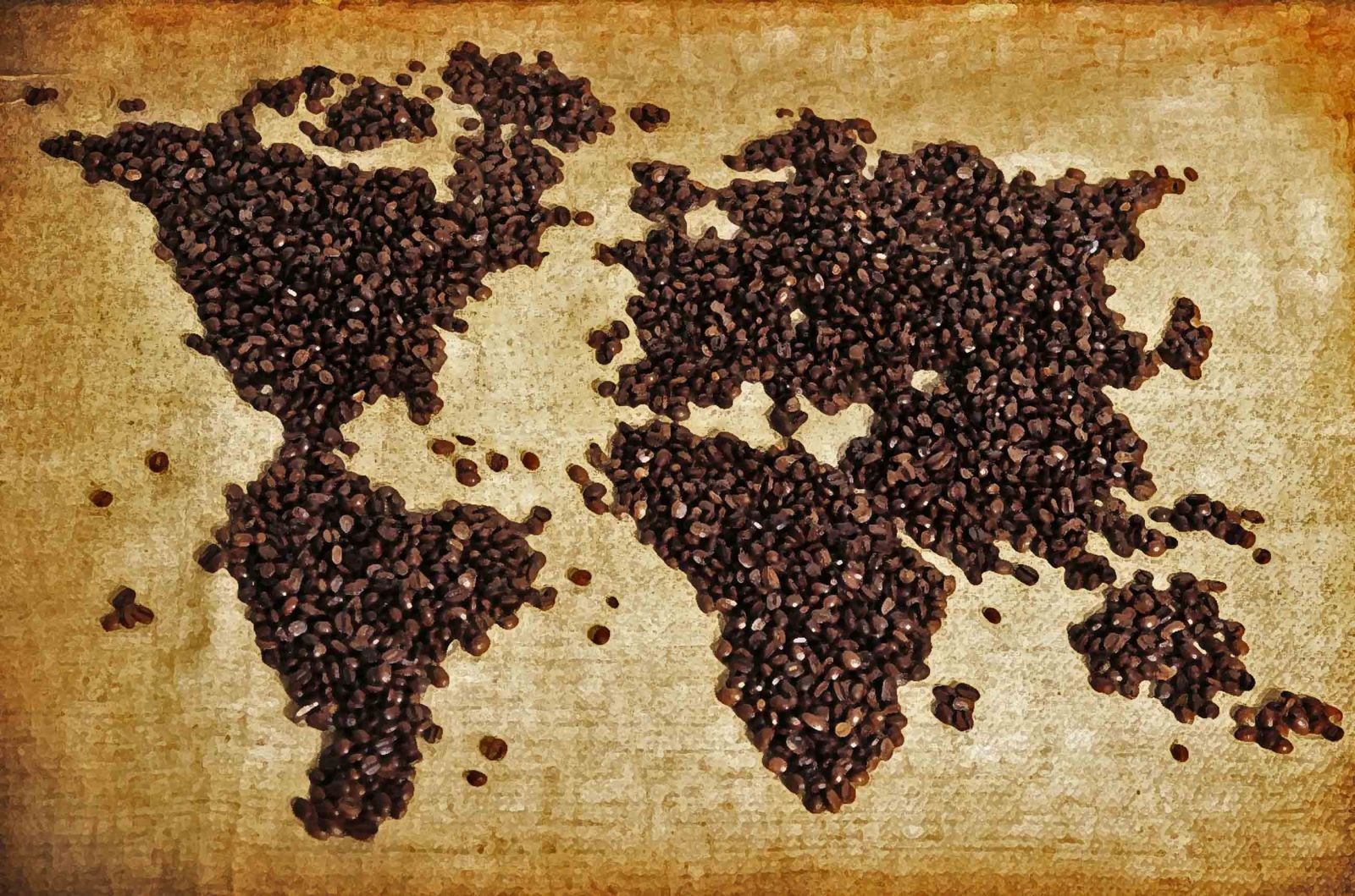 Карта мира из кофейных зерен